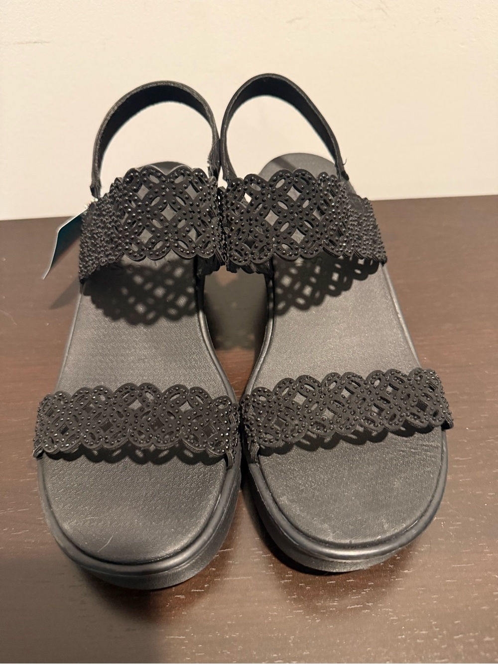 Skechers Scalloped Rhinestone Wedges black- Sassy Dayz